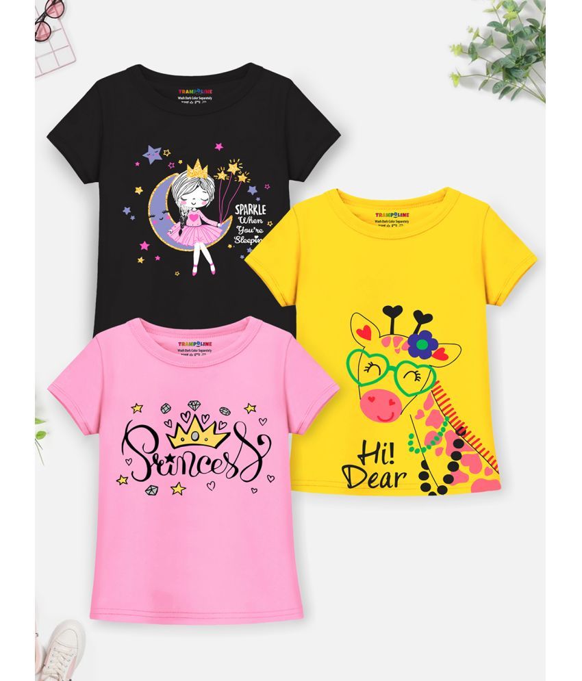     			Trampoline Multicolor Cotton Blend Girls T-Shirt ( Pack of 3 )