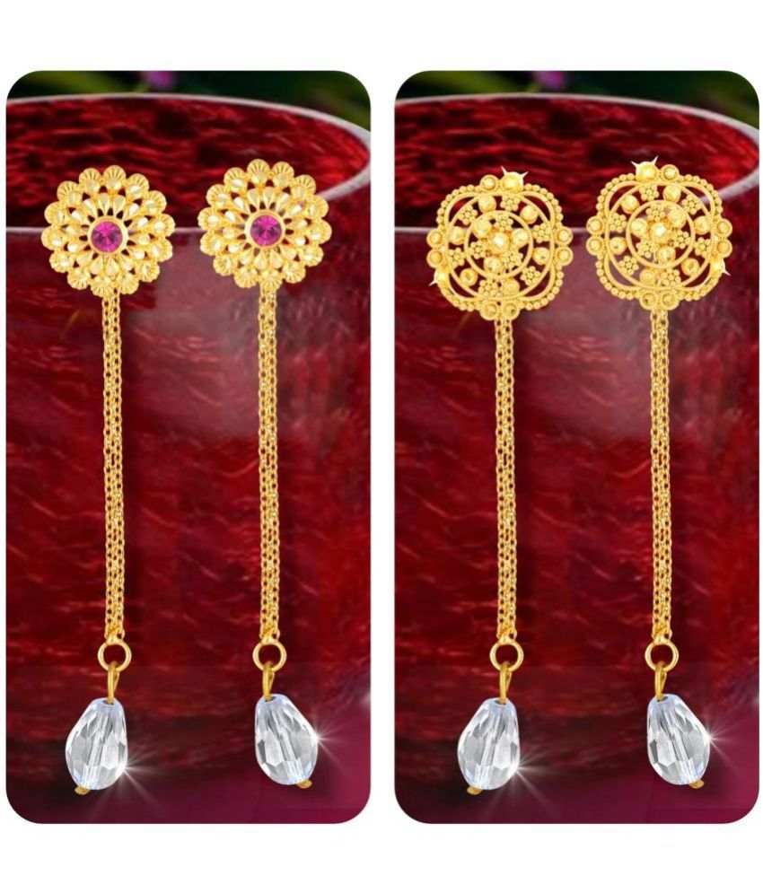     			VIVASTRI Golden Drop Earrings ( Pack of 2 )