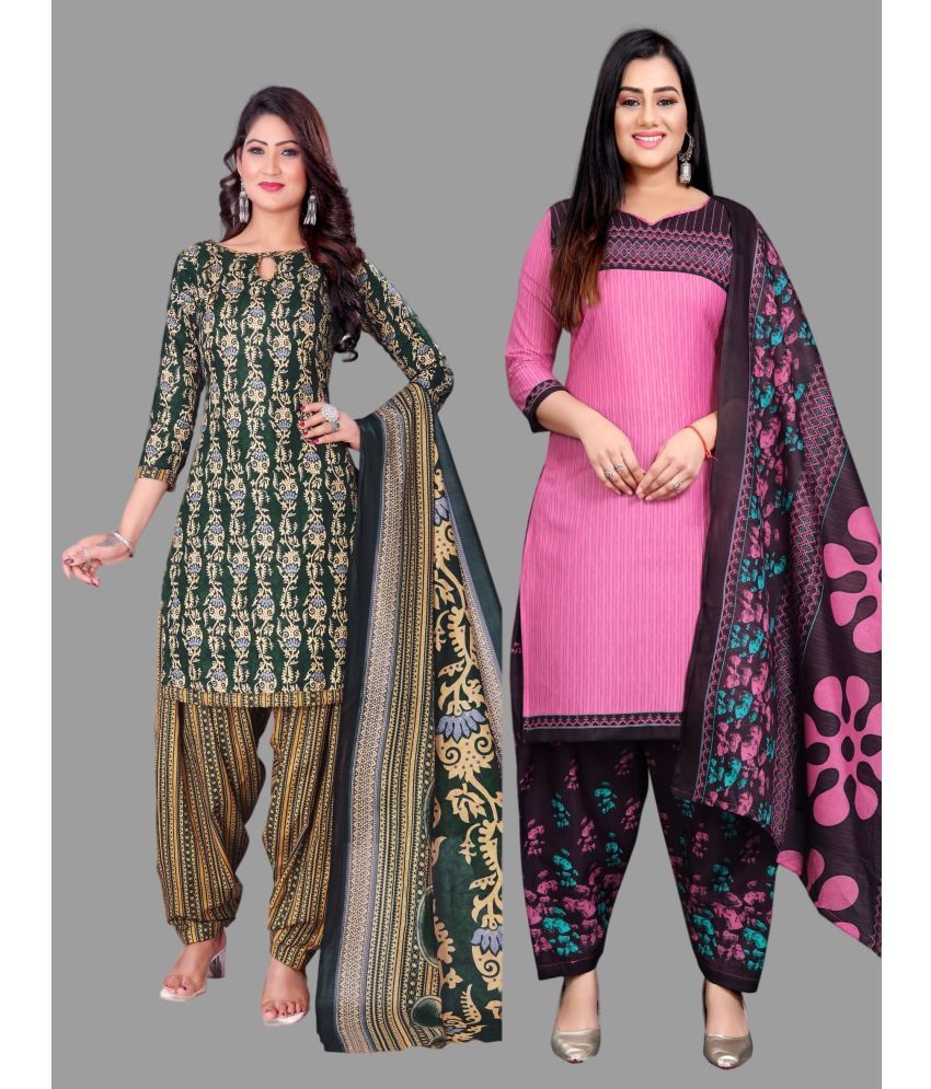     			WOW ETHNIC Unstitched Cotton Blend Printed Dress Material - Multicolor ( Pack of 2 )