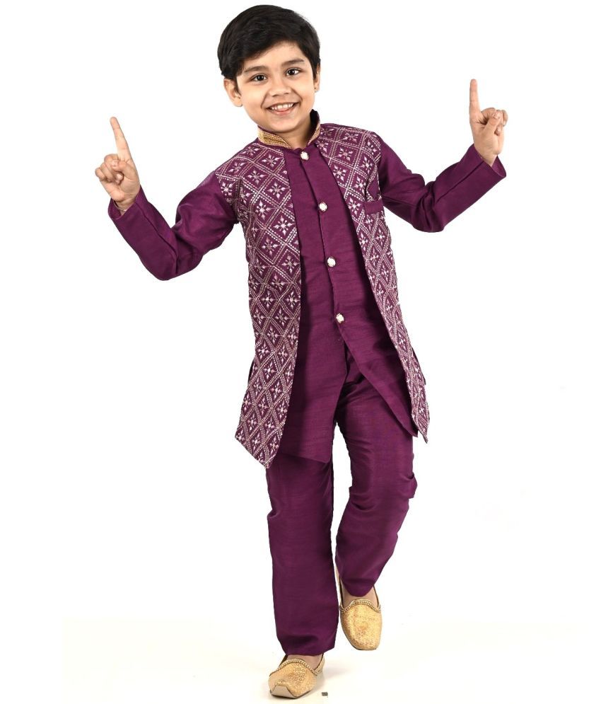     			s muktar garments Purple Cotton Blend Boys ( Pack of 1 )