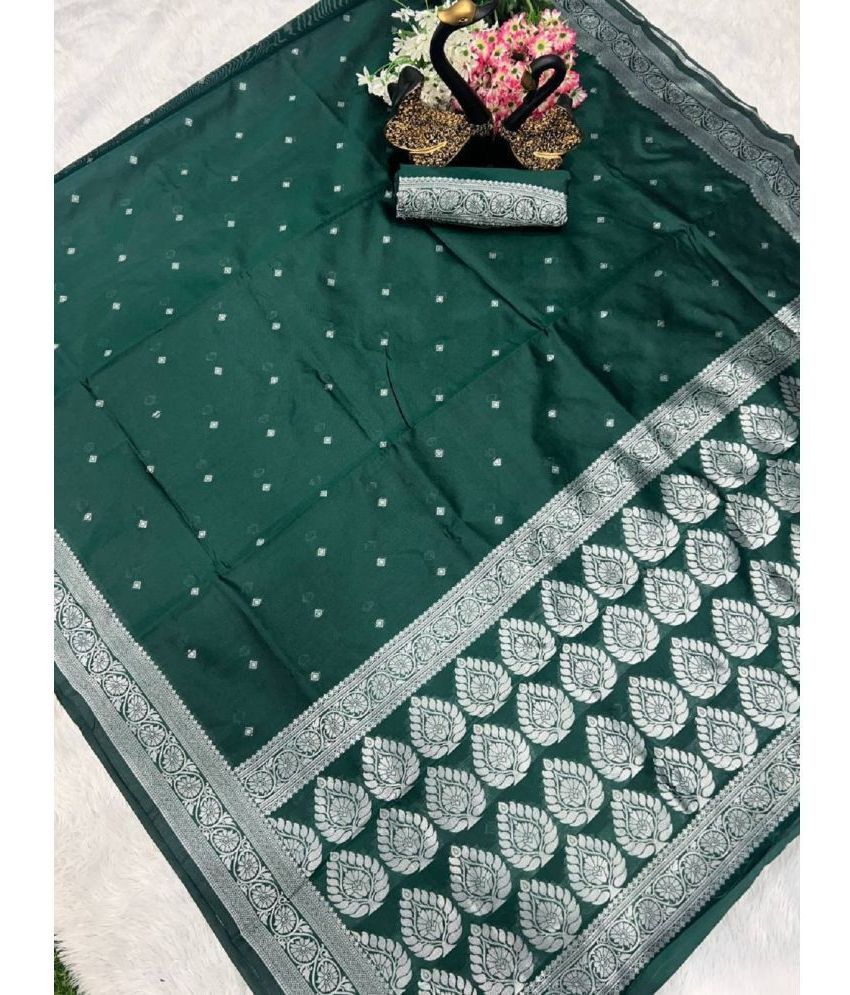     			Apnisha Jacquard Embellished Saree With Blouse Piece - Green ( Pack of 1 )