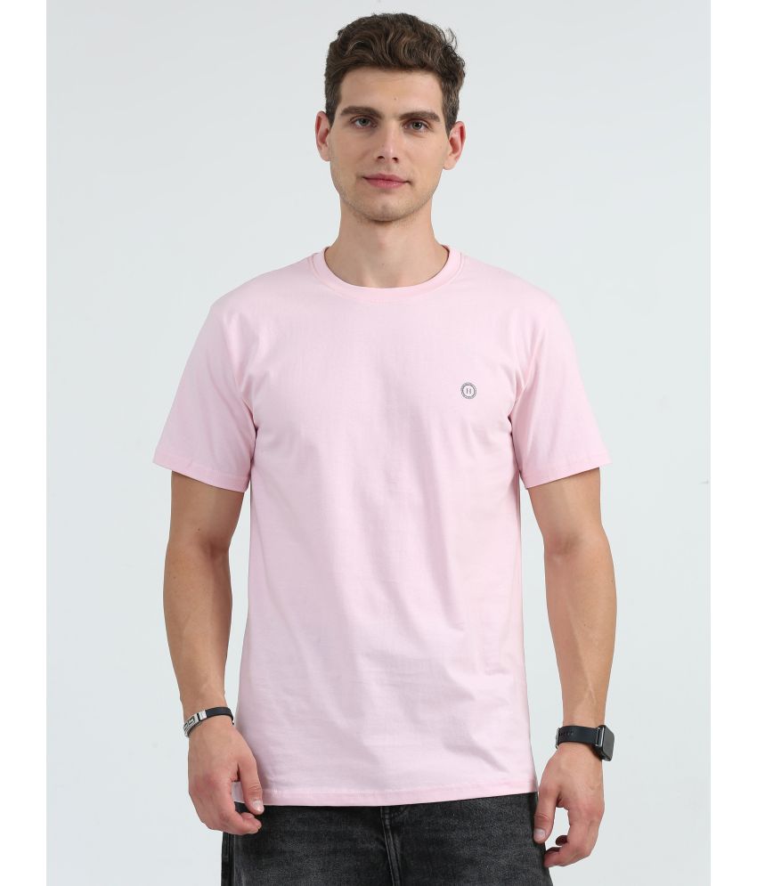     			HETIERS Cotton Blend Regular Fit Solid Half Sleeves Men's T-Shirt - Pink ( Pack of 1 )