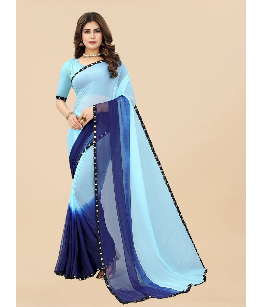     			Apnisha Banarasi Silk Embellished Saree With Blouse Piece - Navy Blue ( Pack of 1 )