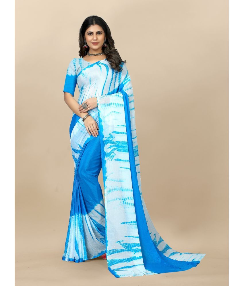     			Apnisha Georgette Embellished Saree With Blouse Piece - Turquoise ( Pack of 1 )