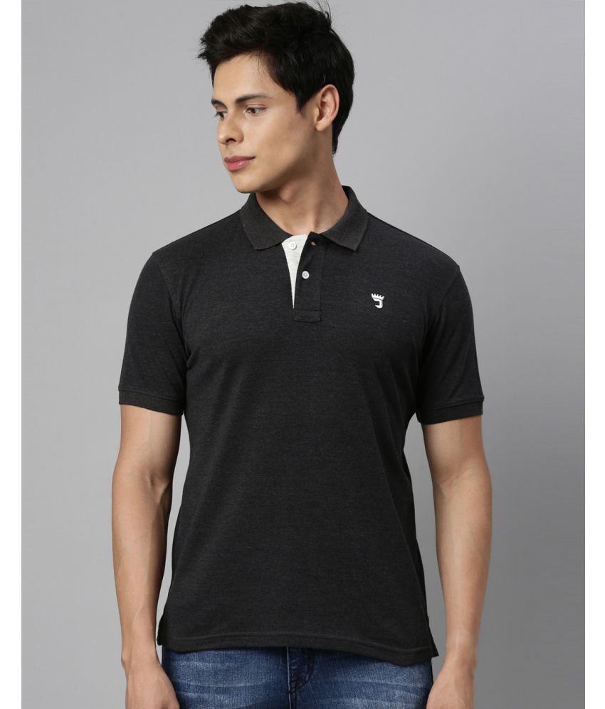     			Joven Cotton Blend Regular Fit Solid Half Sleeves Men's Polo T Shirt - Black ( Pack of 1 )