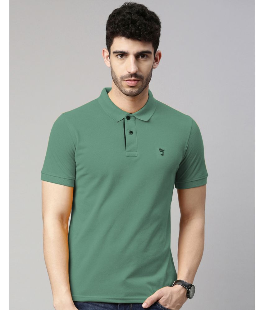     			Joven Cotton Blend Regular Fit Solid Half Sleeves Men's Polo T Shirt - Green ( Pack of 1 )