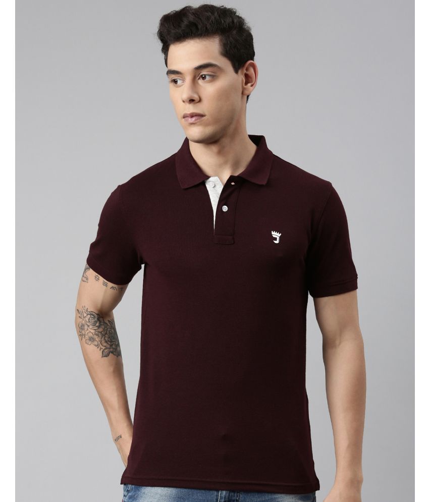     			Joven Cotton Blend Regular Fit Solid Half Sleeves Men's Polo T Shirt - Maroon ( Pack of 1 )