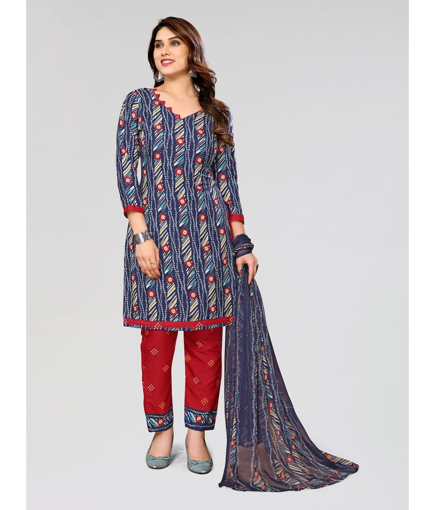     			Kashvi Unstitched Crepe Printed Dress Material - Blue ( Pack of 1 )