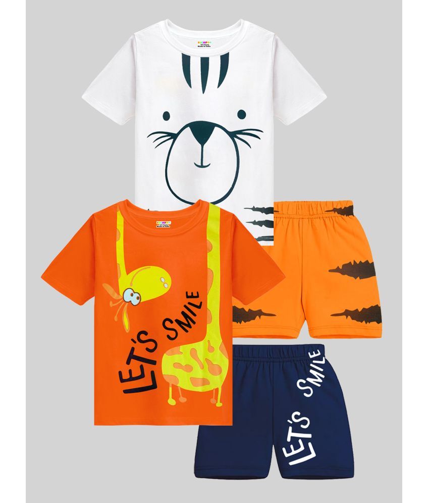     			Kuchipoo Multicolor Cotton Blend Boys T-Shirt & Shorts ( Pack of 2 )