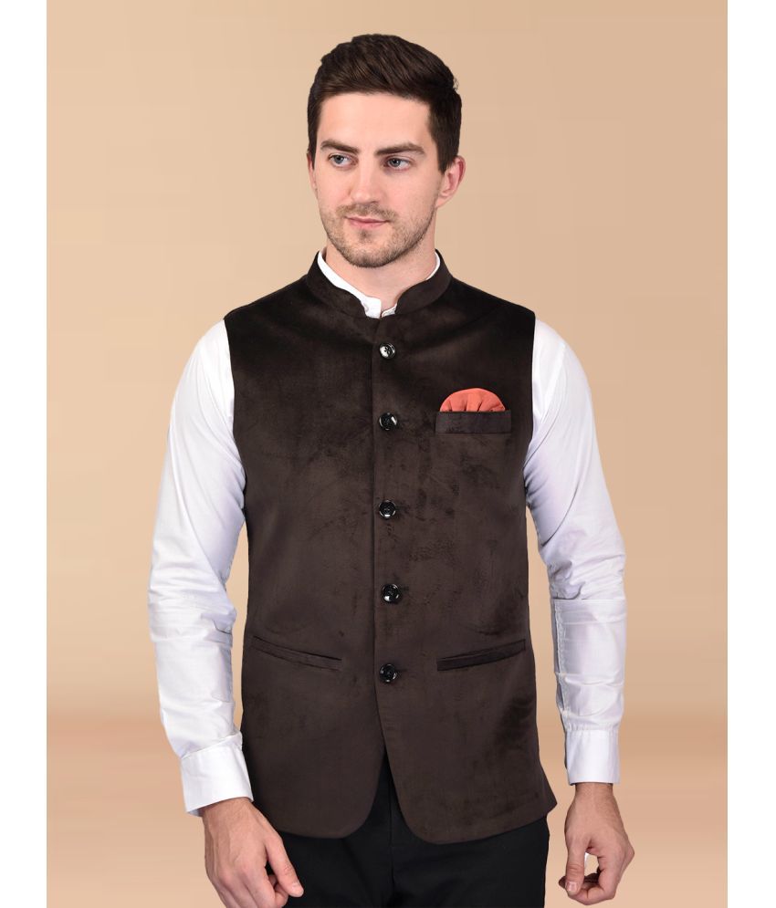     			PRINTCULTR Black Cotton Blend Men's Nehru Jacket ( Pack of 1 )