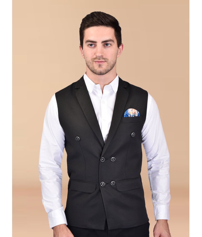     			PRINTCULTR Black Cotton Blend Men's Nehru Jacket ( Pack of 1 )