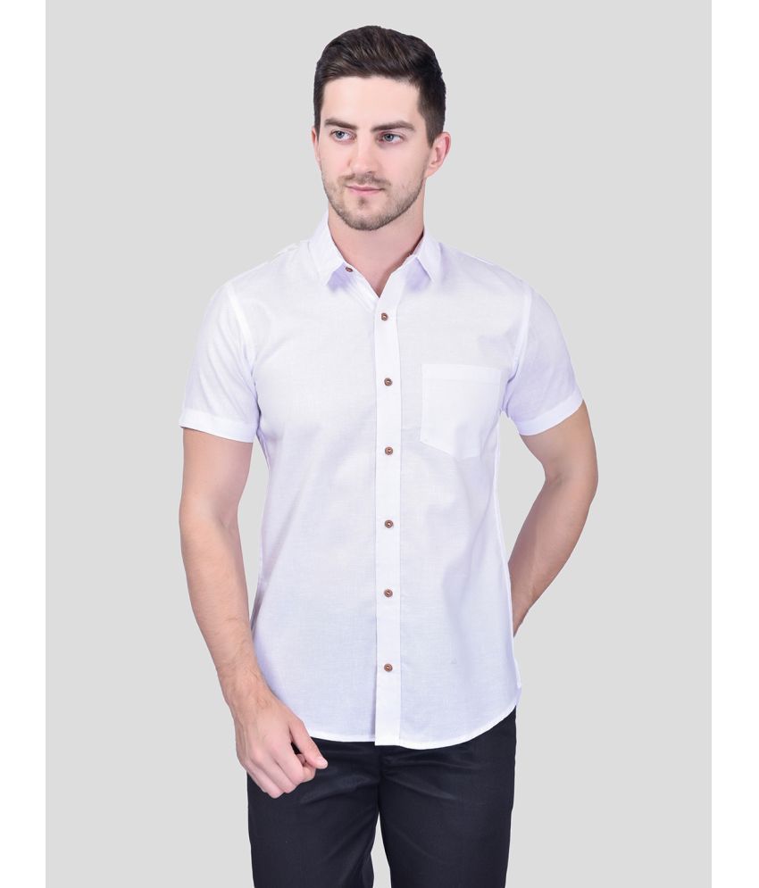     			PRINTCULTR Cotton Blend Regular Fit Solids Half Sleeves Men's Casual Shirt - White ( Pack of 1 )