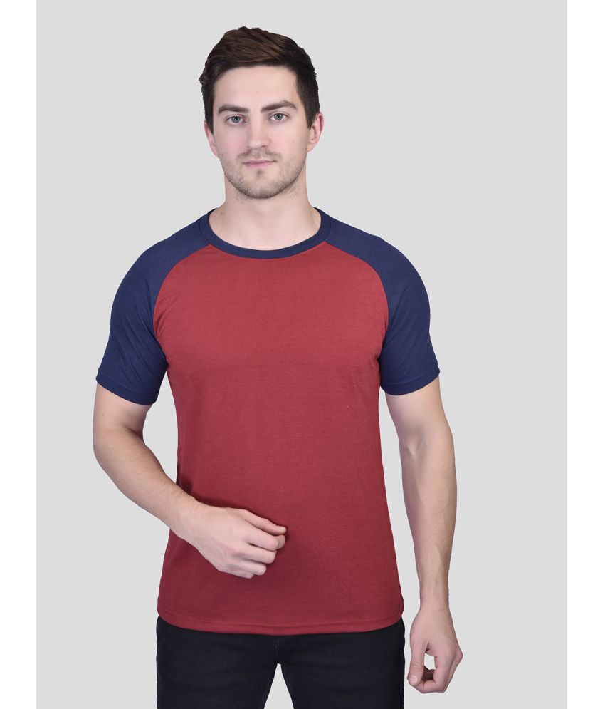    			PRINTCULTR Cotton Regular Fit Colorblock Half Sleeves Men's T-Shirt - Maroon ( Pack of 1 )