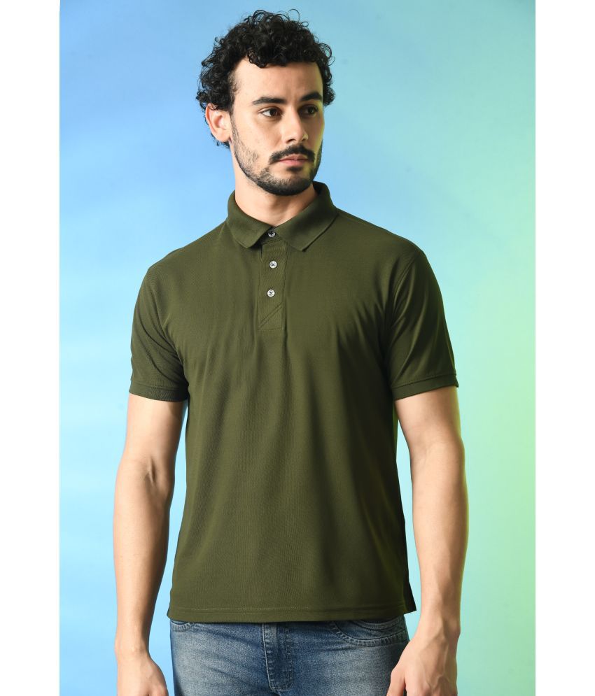     			PRINTCULTR Polyester Regular Fit Solid Half Sleeves Men's T-Shirt - Olive ( Pack of 1 )