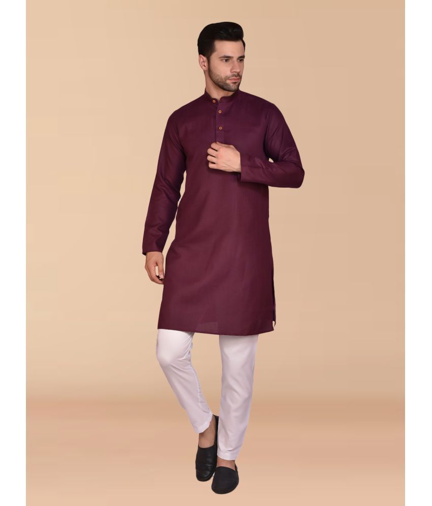     			PRINTCULTR Purple Cotton Regular Fit Men's Kurta Pyjama Set ( Pack of 1 )