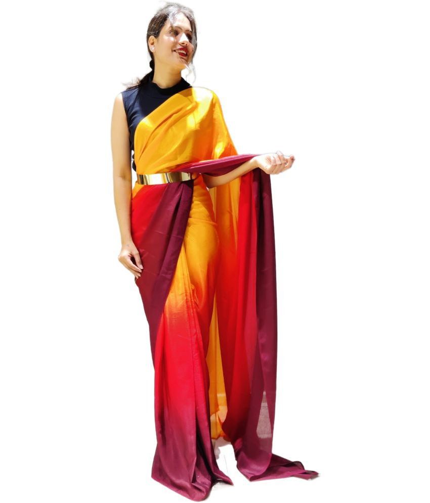     			Sidhidata Synthetic Dyed Saree With Blouse Piece - Gold ( Pack of 1 )
