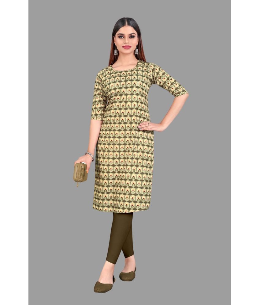     			paradise prints Crepe Printed Straight Women's Kurti - Beige ( Pack of 1 )