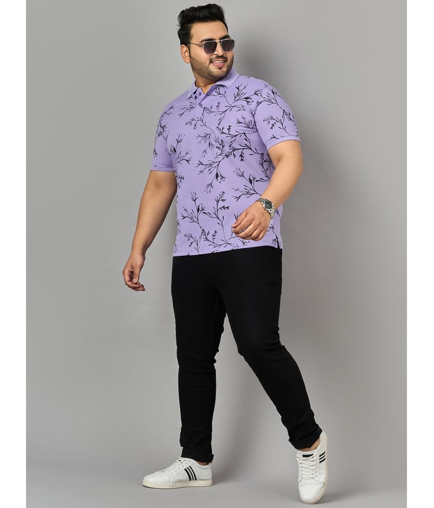     			zigo Pack of 1 Cotton Blend Regular Fit Printed Half Sleeves Men's Polo T Shirt ( Lavender )