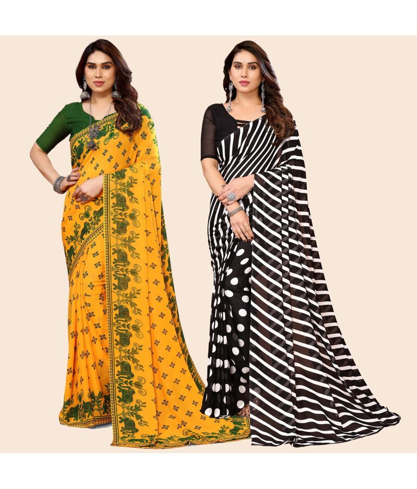     			ANAND SAREES Georgette Printed Saree With Blouse Piece - Multicolour ( Pack of 2 )