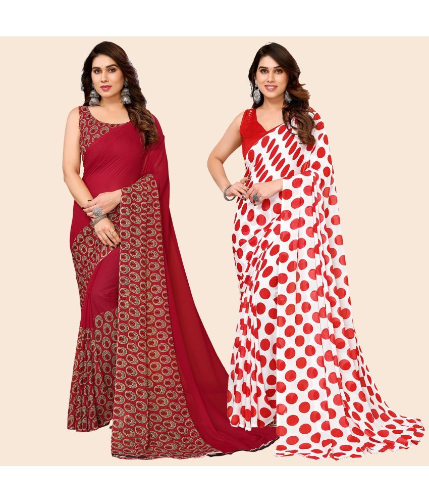     			ANAND SAREES Georgette Printed Saree With Blouse Piece - Multicolour ( Pack of 2 )