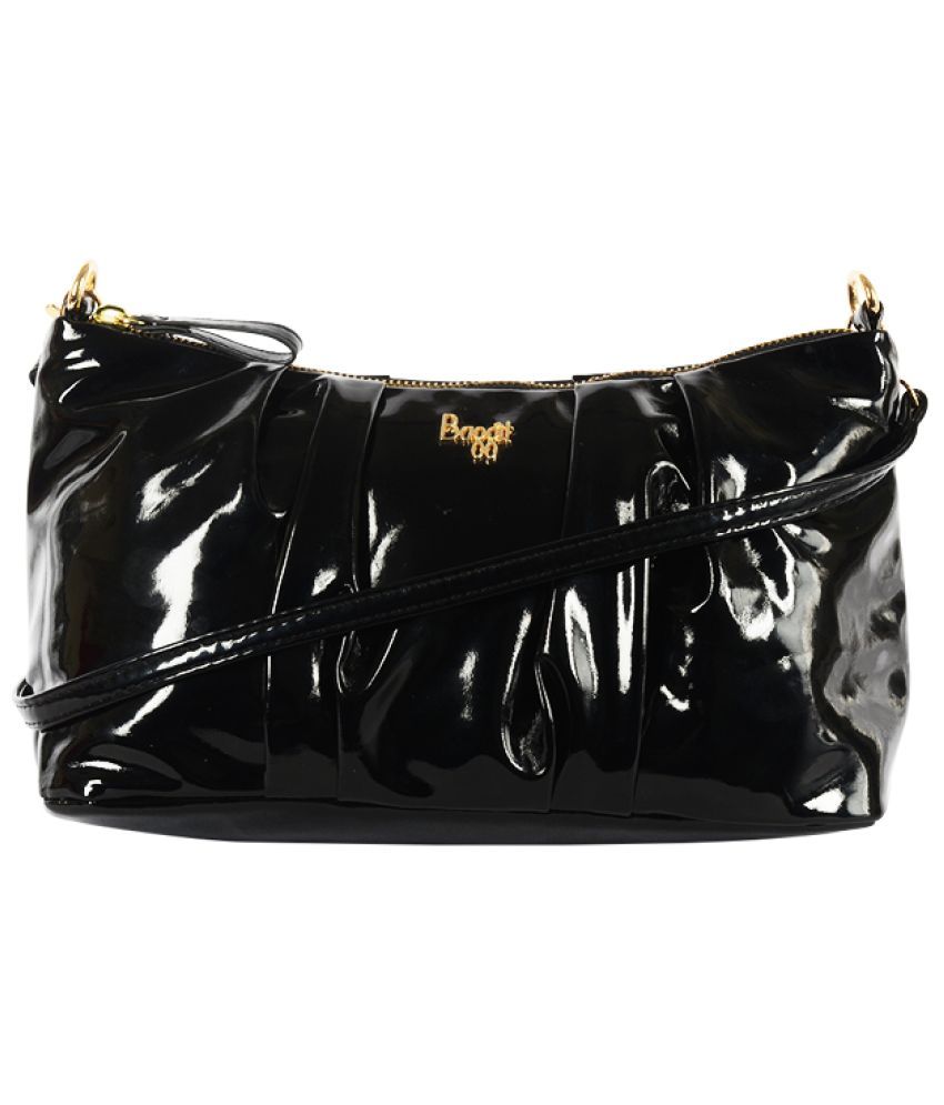     			Baggit Black PU Hobo Bag