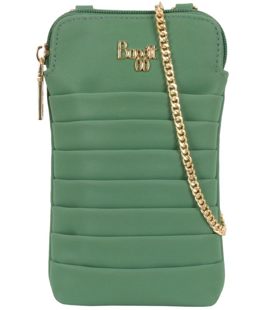     			Baggit Green PU Sling Bag