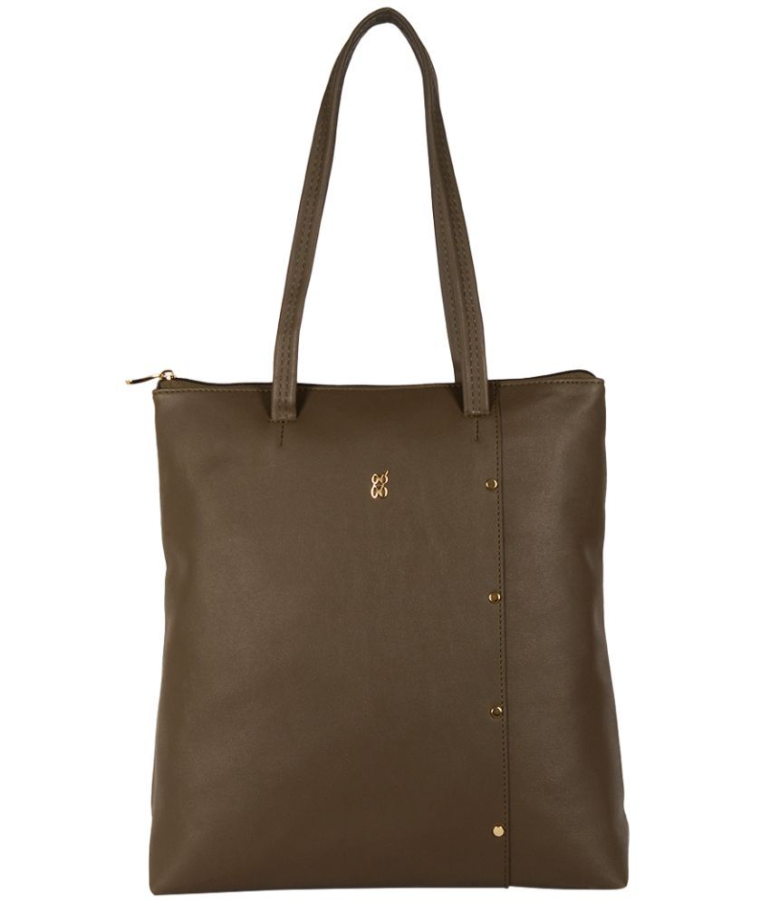     			Baggit Green PU Tote Bag