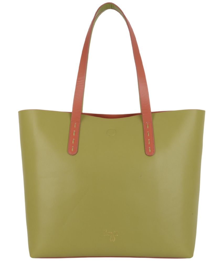     			Baggit Green PU Tote Bag