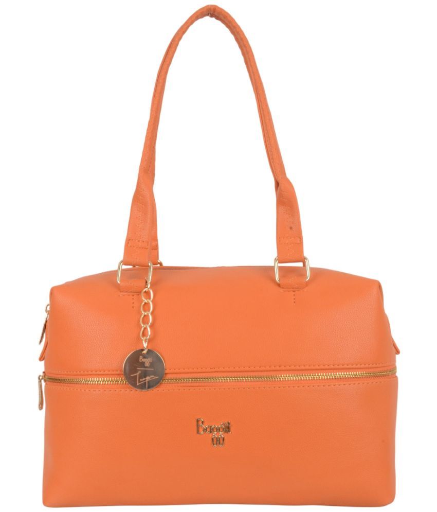     			Baggit Orange PU Tote Bag