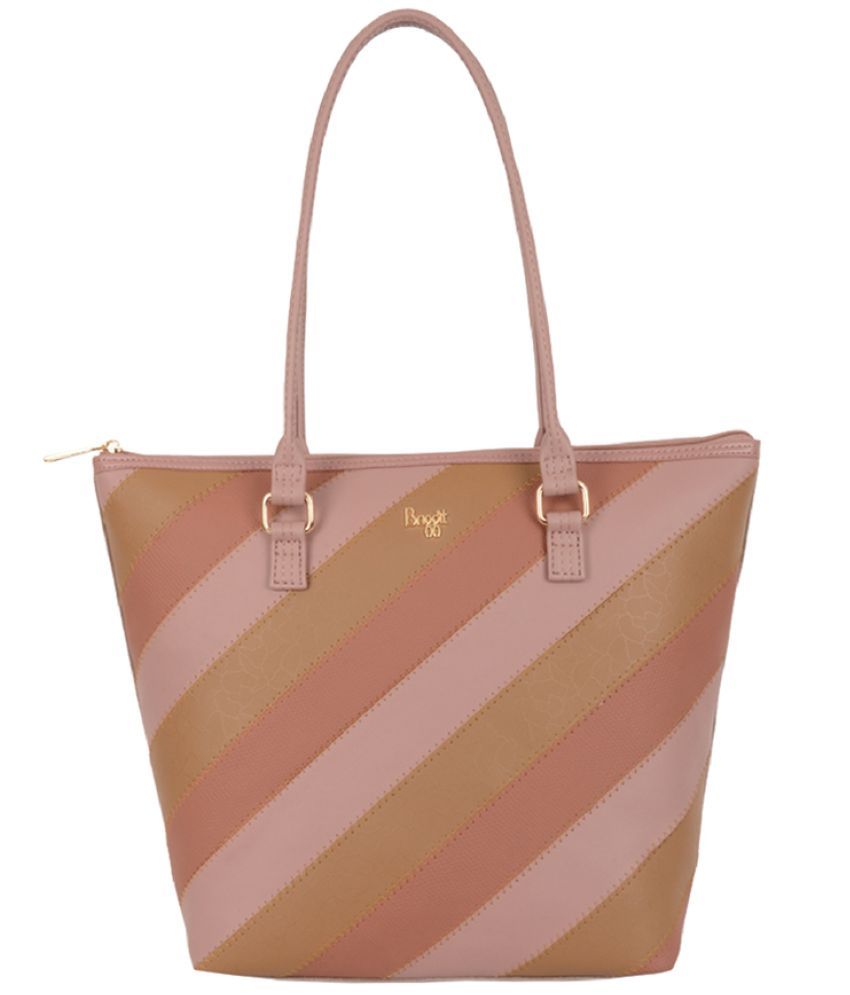     			Baggit Pink PU Tote Bag