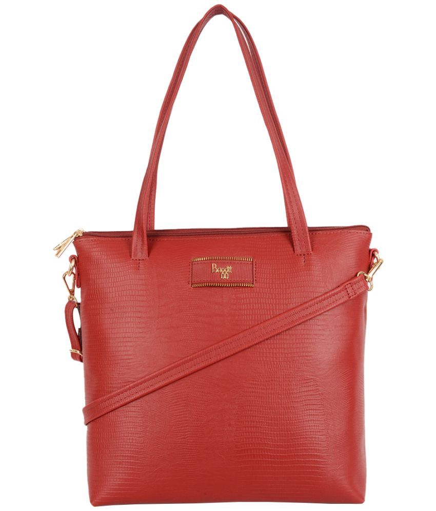     			Baggit Red PU Tote Bag