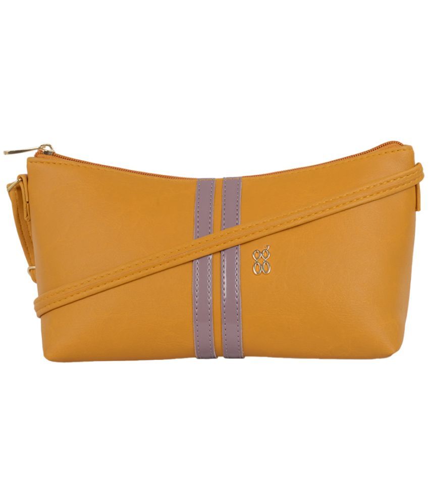     			Baggit Yellow PU Hobo Bag