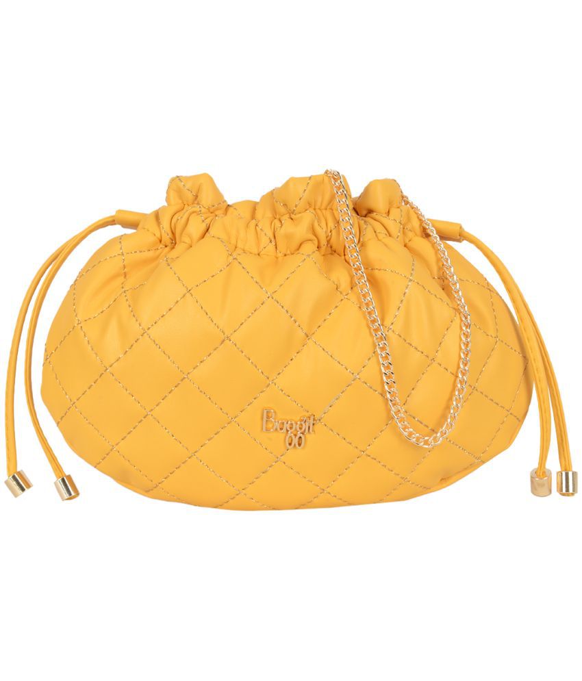     			Baggit Yellow PU Sling Bag