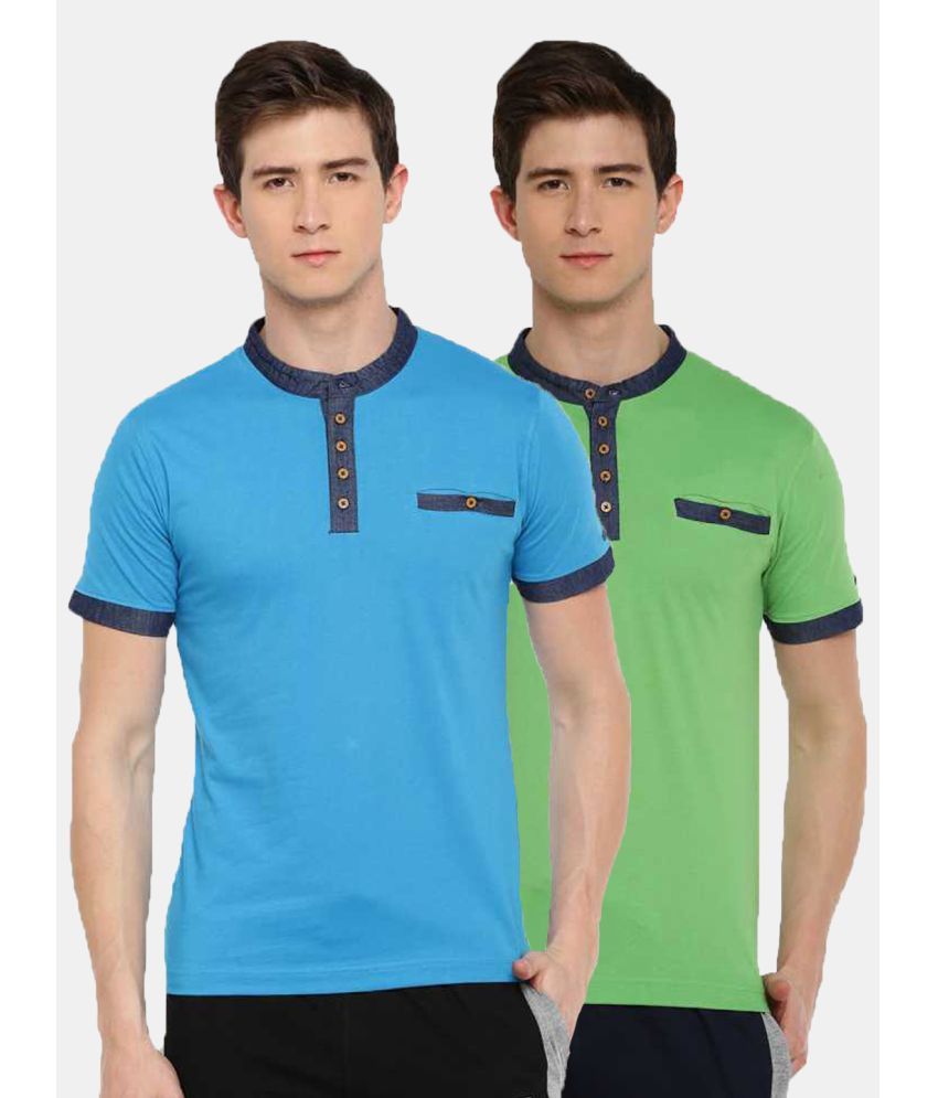     			Force NXT Cotton Blend Regular Fit Colorblock Half Sleeves Men's T-Shirt - Multicolor ( Pack of 2 )