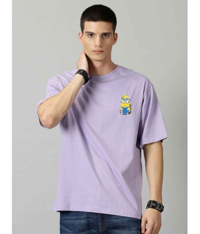     			PP Kurtis Cotton Blend Regular Fit Printed Half Sleeves Men's T-Shirt - Lavender ( Pack of 1 )