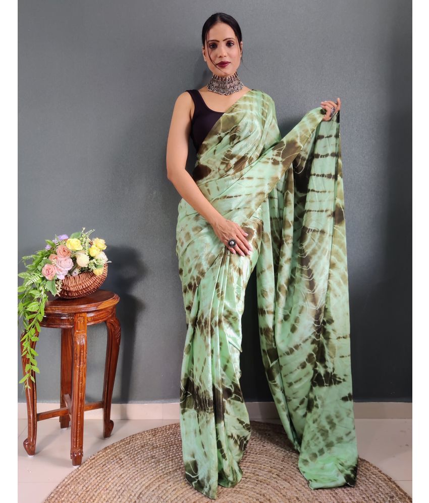     			Samah Chiffon Printed Saree With Blouse Piece - Green ( Pack of 1 )