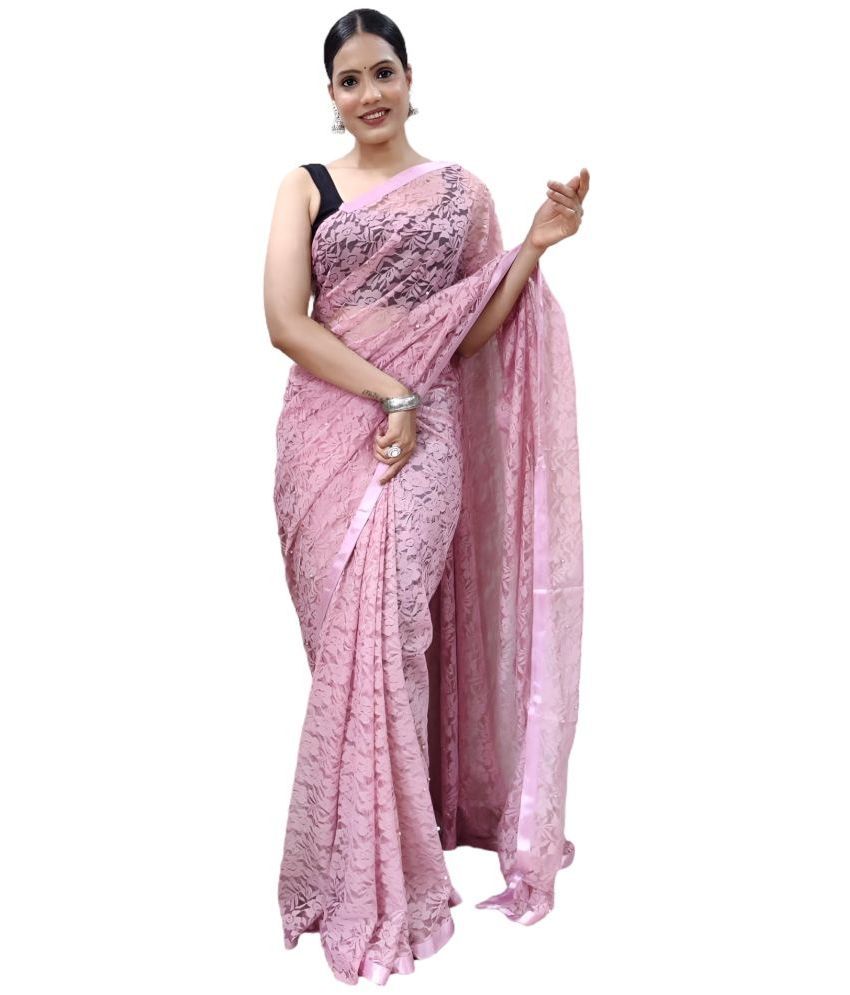     			Sidhidata Net Solid Saree With Blouse Piece - Nude ( Pack of 1 )