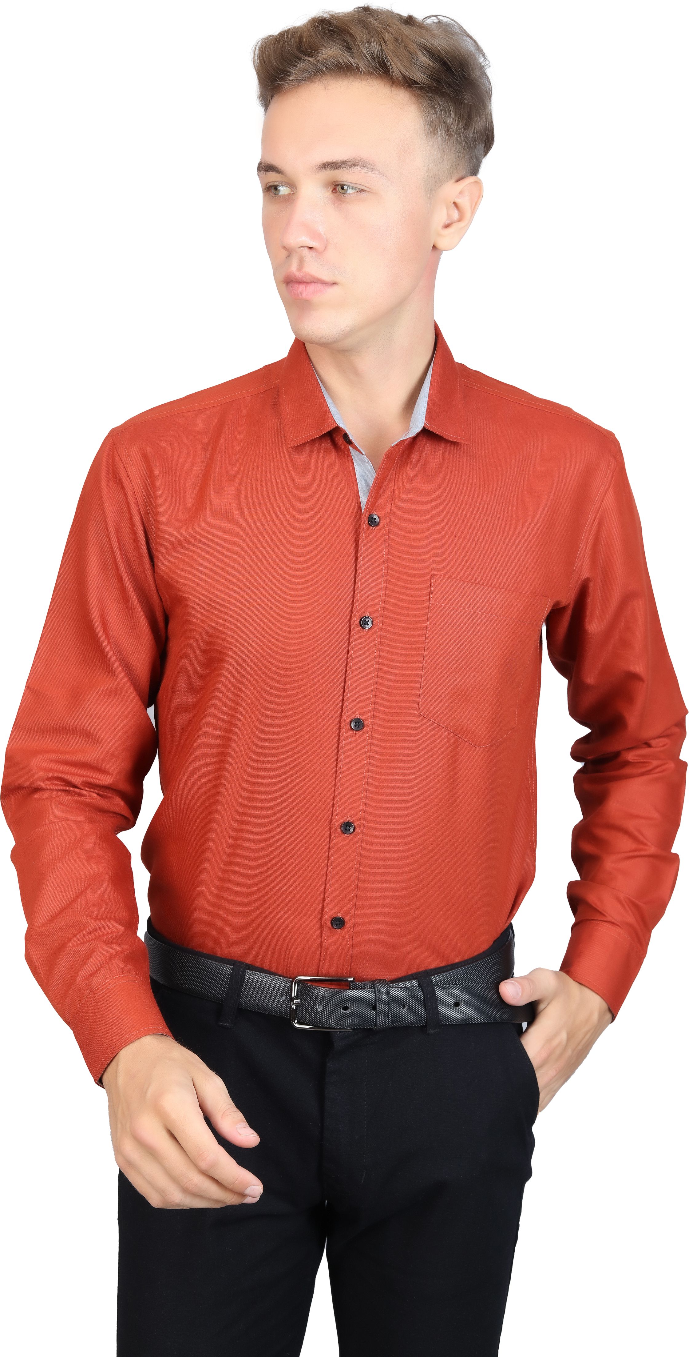     			Supersquad Cotton Blend Regular Fit Full Sleeves Men's Formal Shirt - Orange ( Pack of 1 )