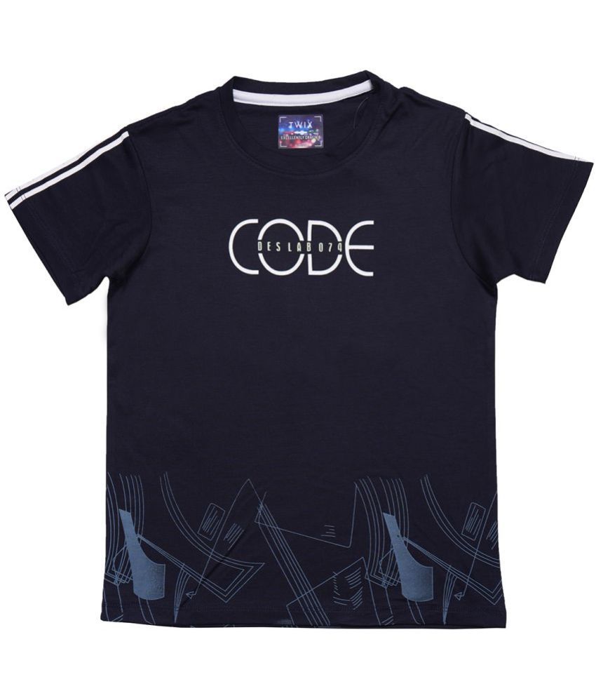     			Twix Navy Cotton Blend Boy's T-Shirt ( Pack of 1 )