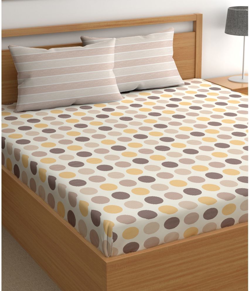     			chhavi india Microfiber Geometric 1 Double King Size Bedsheet with 2 Pillow Covers - Multicolor