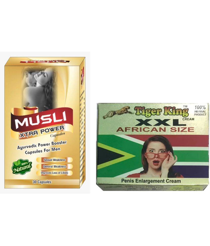     			Ayurvedic Musli Xtra Power Capsule 30no.s & Tiger King XXL Cream 25gm Only Use For Men