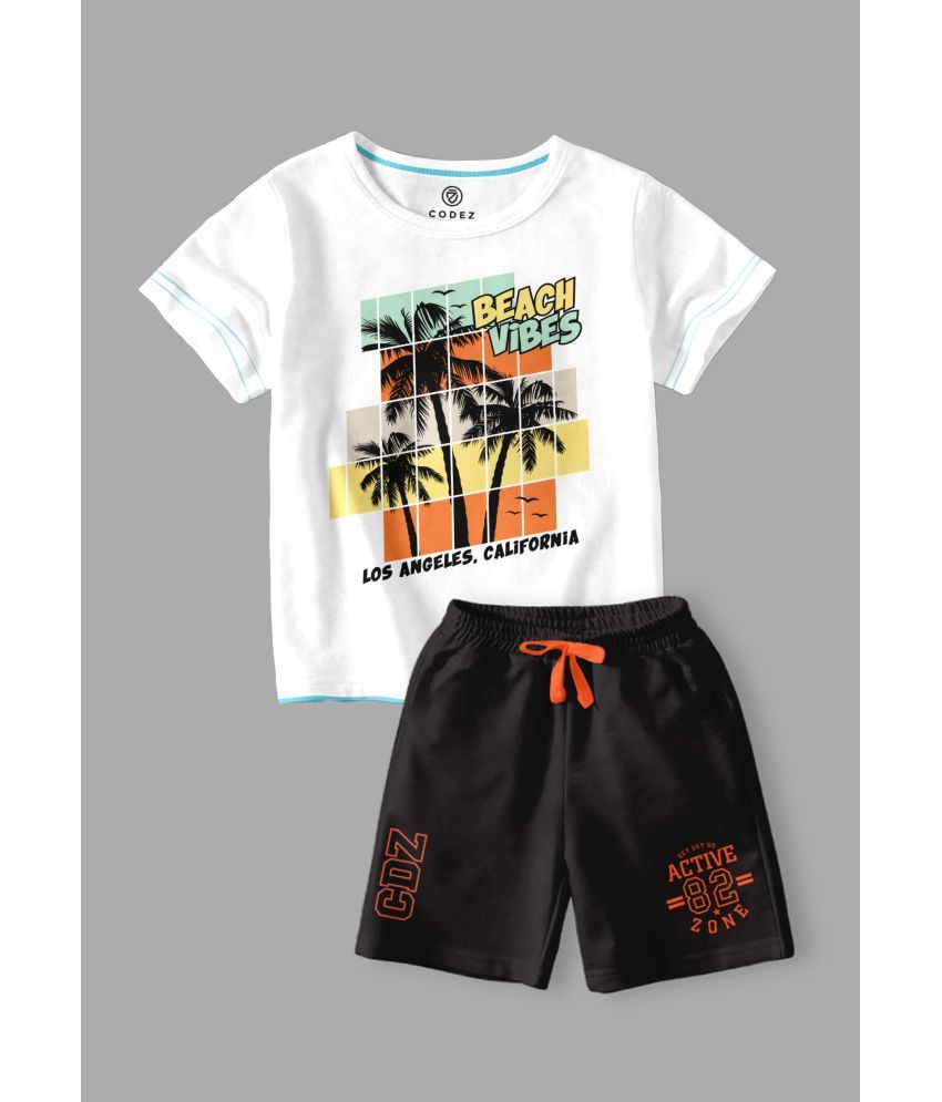     			CODEZ Multicolor Cotton Blend Boys T-Shirt & Shorts ( Pack of 2 )