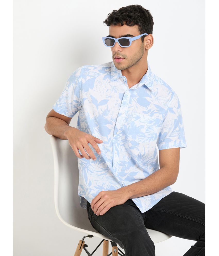     			Club York Cotton Blend Regular Fit Printed Half Sleeves Men's Casual Shirt - Light Blue ( Pack of 1 )