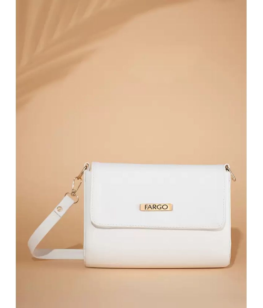     			Fargo White PU Sling Bag