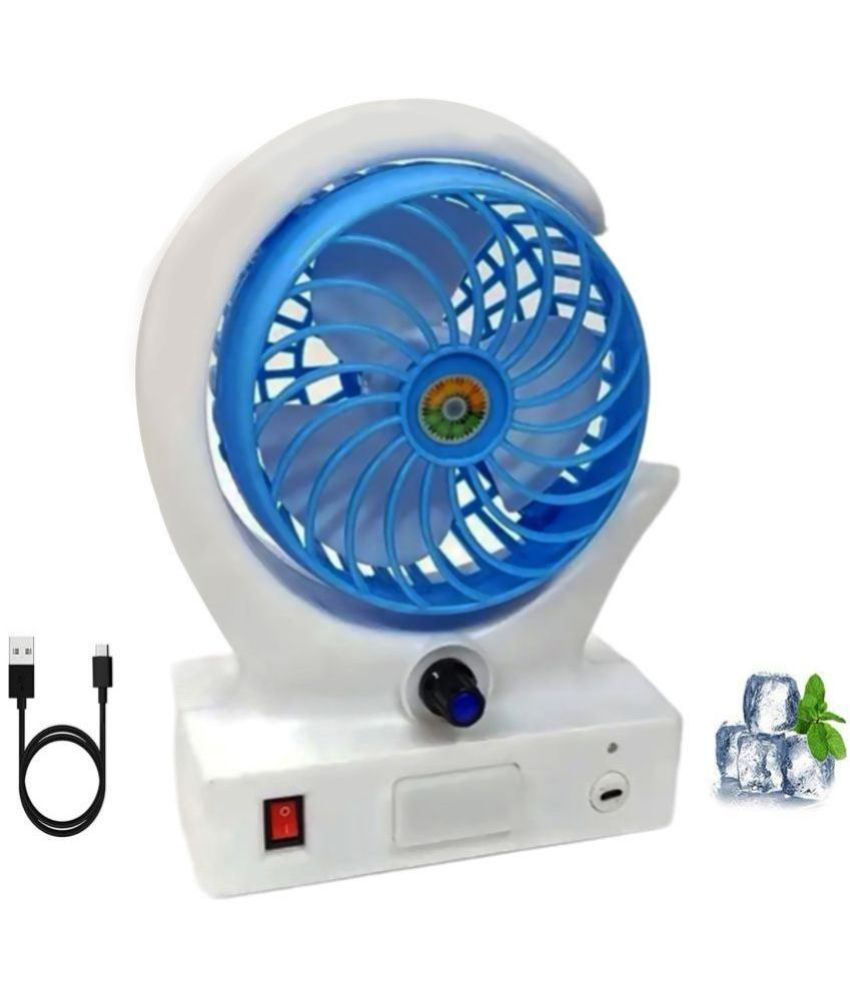     			Portable rechargeable Fan With 7 Speed modes with led light ( Multicolor ).