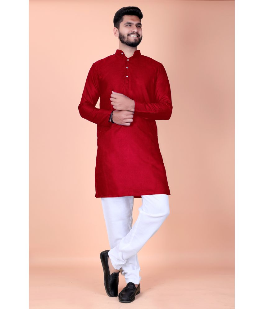     			Reyansh4u Red Cotton Blend Men's Regular Kurta ( Pack of 1 )