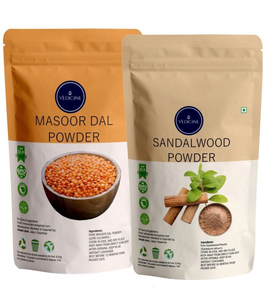     			Vedicine Masoor Dal Powder (RED LENTILS) and Sandalwood Powder For Face and Skin (200 g)