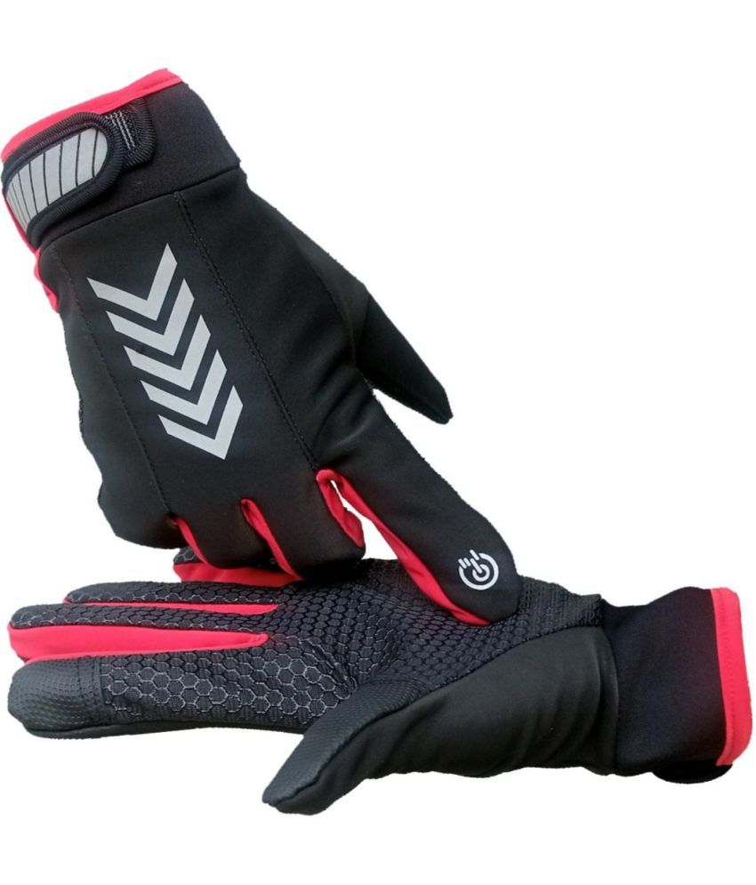     			ZAYSOO Red Nylon Men's Biker Gloves ( Pack of 1 )