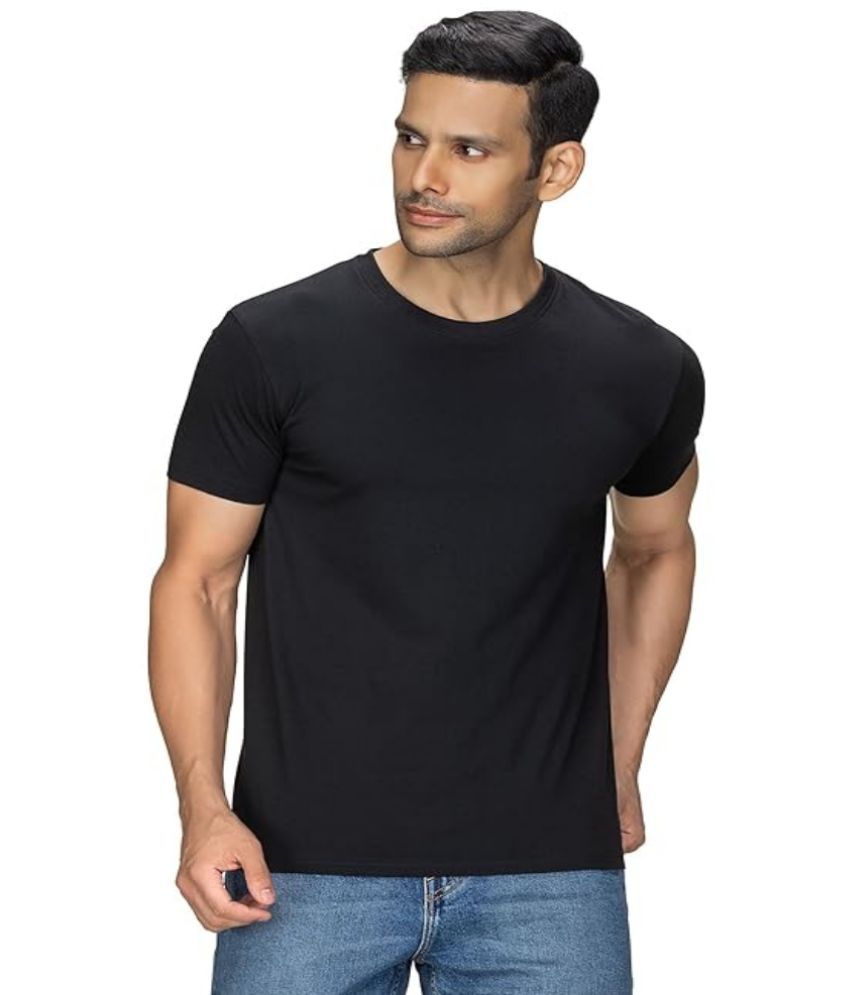     			lookswala Polyester Regular Fit Solid Half Sleeves Men's T-Shirt - Black ( Pack of 1 )