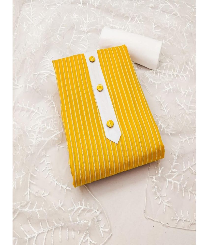     			A TO Z CART Unstitched Cotton Striped Dress Material - Yellow ( Pack of 1 )